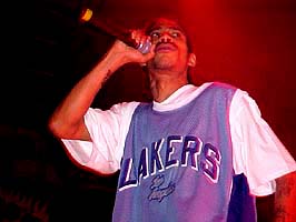 Bone Thugs>For those unfamiliar with the group, the basic formula for their studio driven sound is to have a DJ spin in the background while they rap/shout/scream to the beats, occasionally throwing in a hip-hop or rock sample. In concert, that recipe appeared incredibly artificial with each of the group's MC's consistently stumbling over one another and talking louder than the music itself. Whether touching on new cuts from <I>Thug World Order</I> or past hip-hop infused hits 